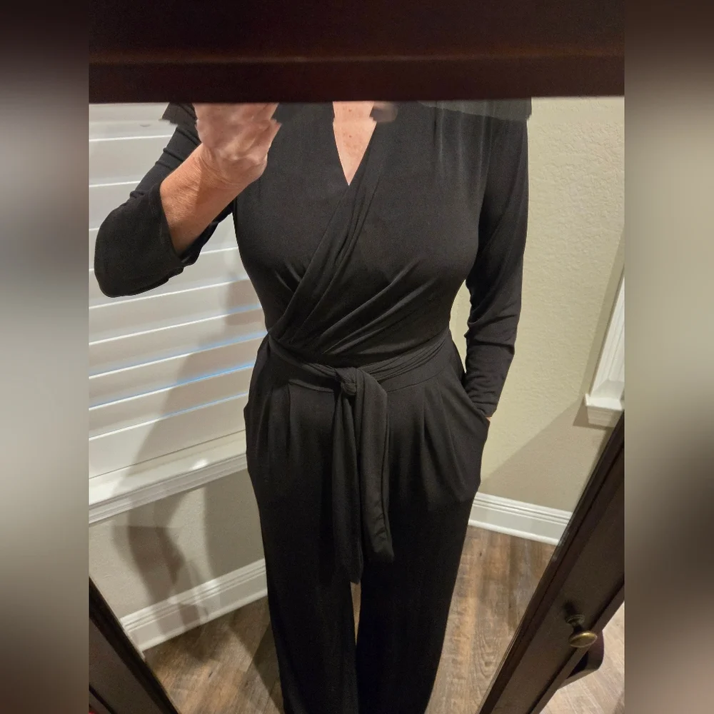 New York and Company faux wrap jumpsuit, medium - Picture 3 of 15